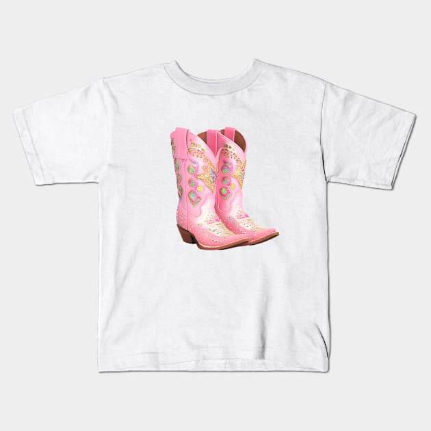 Boot Scootin' in Glitter: Sparkly Cowgirl Boots for Urban Rodeo Kids T-Shirt by Iron Creek